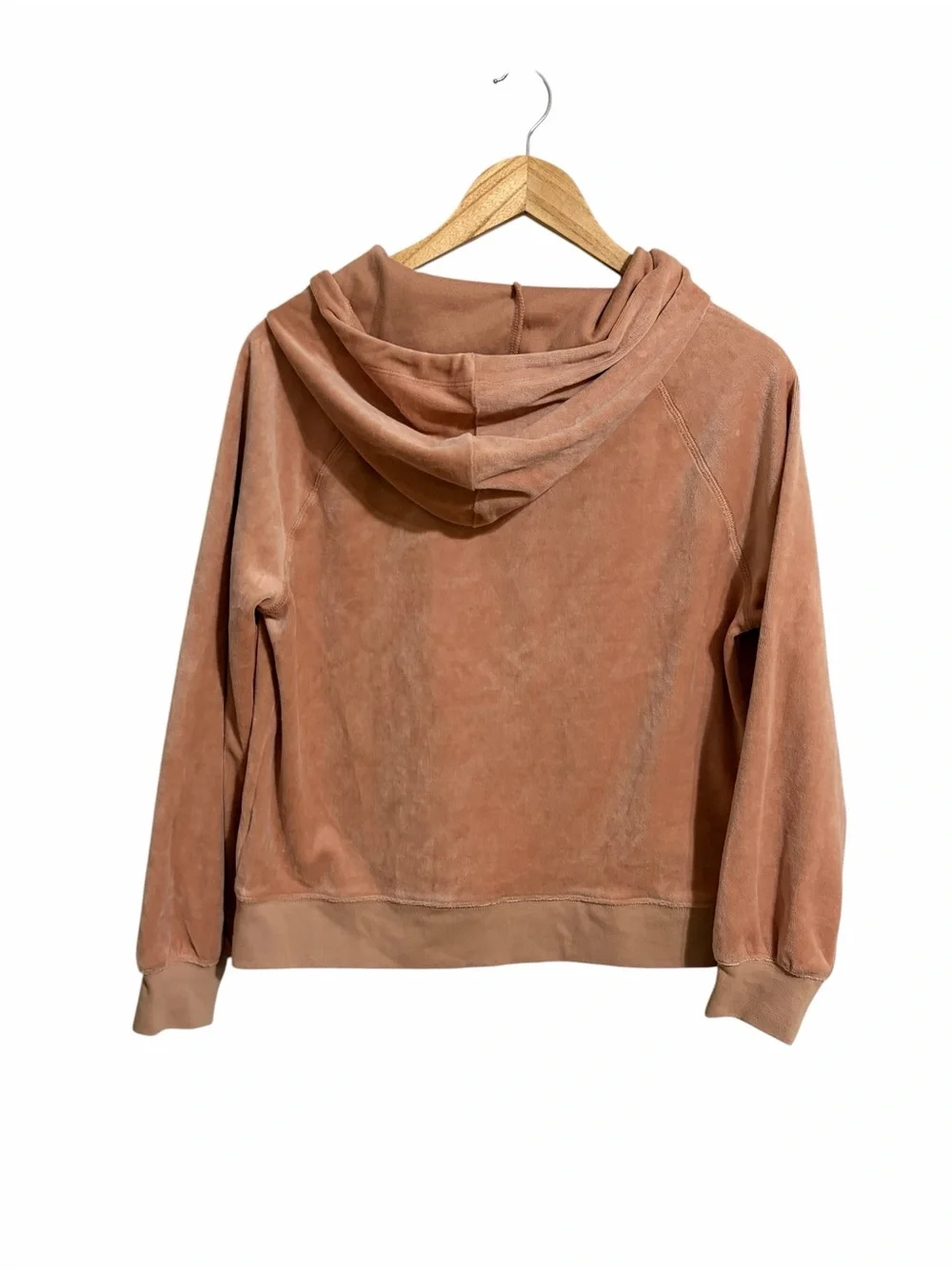 J. Crew Velour Pullover Hoodie Kangaroo Pocket Salmon Pink SZ XS